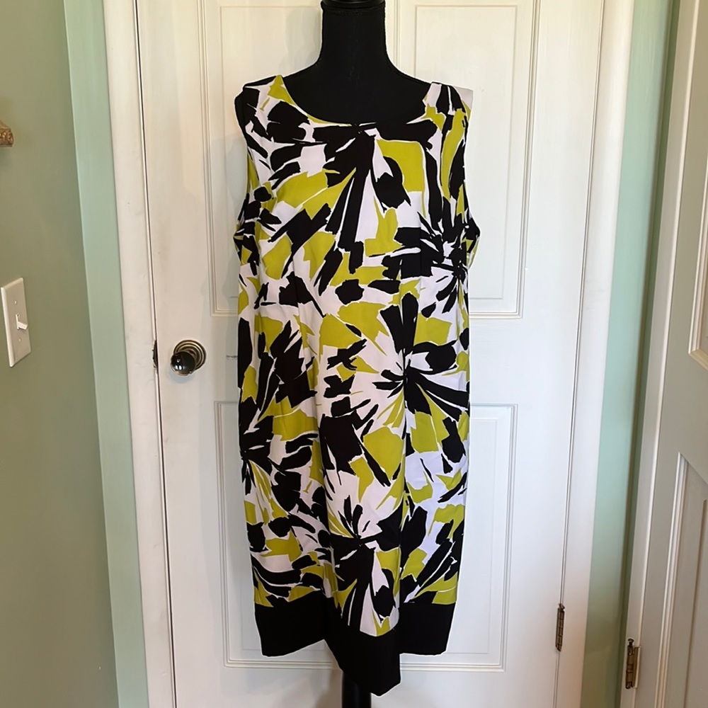 Ronni Nicole green white black sheath dress sleeveless , Size 16W
